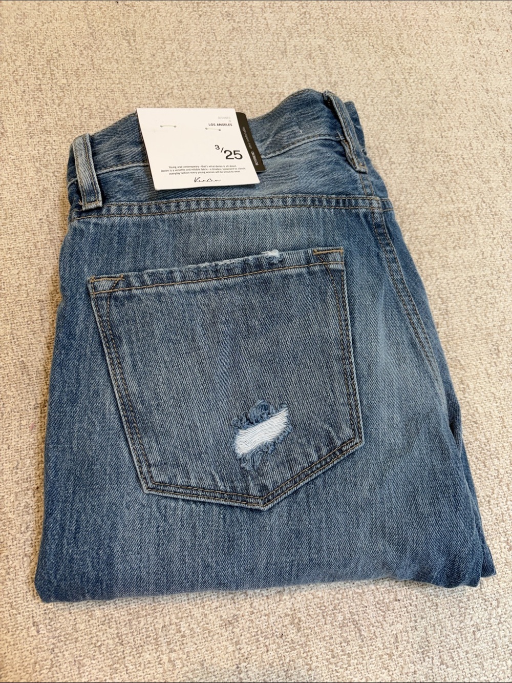 KanCan Medium Blue Straight-Leg Jeans with Back Pocket Distress